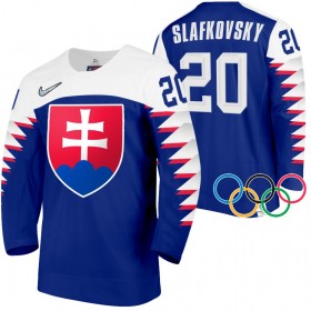 Slowakije Juraj Slafkovsky 20 2022 Winter Olympics Navy Authentic Shirt - Mannen